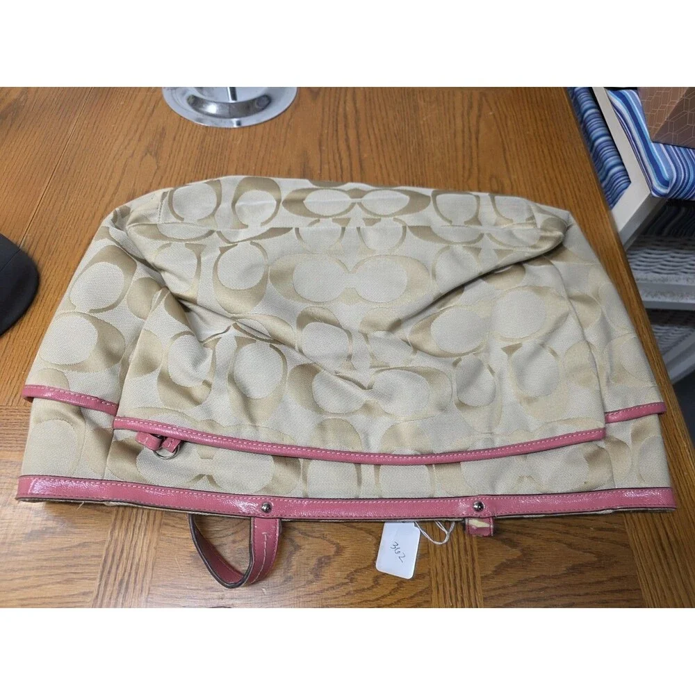 Coach F21865 Signature Stripe Diaper Baby Bag Multifunction Tote Pink Read